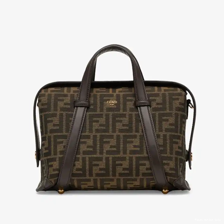 Affordable Fabric Brown Boston Motif Fendi In Medium 365 Bag FF 0624